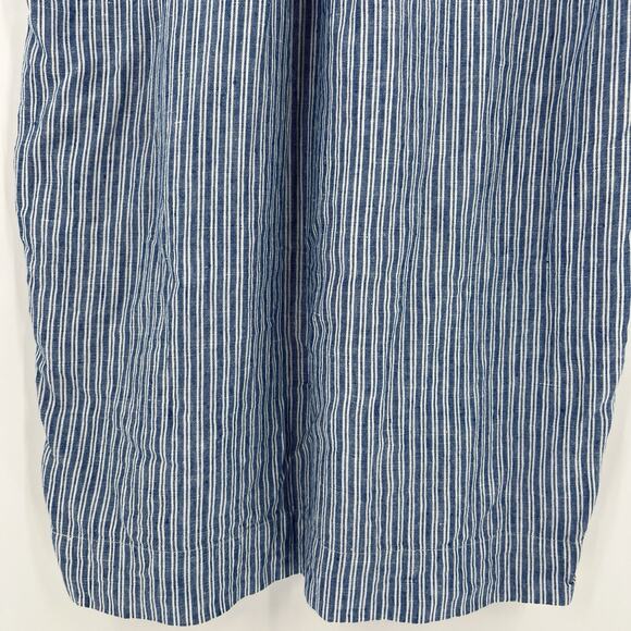 Faherty Gemina 100% Linen Mini Shirt Dress Pintuck Striped Blue White Size Small - Picture 7 of 9